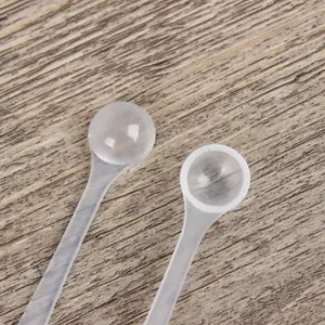 0.5ml 0.25g PP Round Disposable Teaspoon White Transparent Plastic Measuring Spoon Kitchen Use