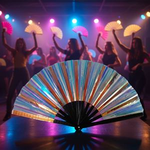 Abanico de Mano de Bambú con PVC Transparente de Primera Calidad, Abanico Portátil con Sonido Fuerte para Discoteca - Product Image 6
