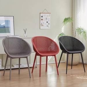 Chaise de jardin en plastique de style nordique, dossier creux, design minimaliste, chaise de loisirs d'extérieur - Product Image 3