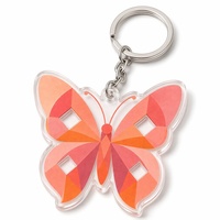 Porte-clés personnalisé en acrylique transparent avec logo rose et texte imprimé, fermoir étoile argentée, cadeau promotionnel, fournisseur OEM