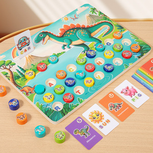 Nuovo Gioco da Tavolo in Legno a Tema Dinosauri per Bambini, Regalo Educativo con Lettere da Imparare, Flashcard e Gioco di Pesca - Product Image 4