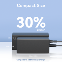Chargeur d'ordinateur portable USB C GaN 65W, compatibilité universelle pour HP Dell XPS Lenovo avec technologie de puce intelligente, chargeur Type C Usbc