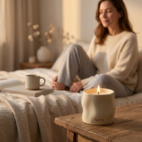 Bougie parfumée artisanale de luxe NOVA, style nordique, pour la maison |   Vase en céramique artistique au design unique, très parfumé, Diwali Ramadan