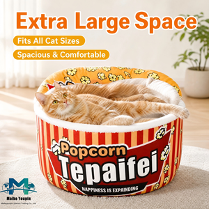 Nouveau Lit Douillet pour Chat et <span class=keywords><strong>Chien</strong></span> en Forme de Donut <span class=keywords><strong>avec</strong></span> Coussin Amovible – Idéal pour l'Intérieur – Couleur Unie – Nid de Sommeil Confortable pour Chaton - Product Image 3