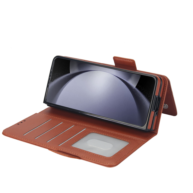 Pu Leather Double Magnetic Wallet Flip Phone Cases With Card Holder for Samsung Galaxy Z Fold 3 4 5 6 7 8 Case for Man