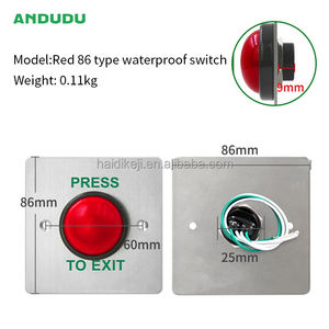 ANDUDU RED IP66 NO/NC/COM Mushroom <strong>Button</strong> 500000 Tested Push <strong>Button</strong> Door Release Wall <strong>Exit</strong> Switch Access <strong>Control</strong> Release <strong>Button</strong> - Product Image 2