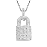 Bijoux Hip hop en or véritable, collier avec pendentif en zircon et laiton à serrure solide
