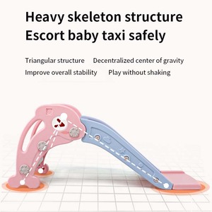 Petit toboggan pour enfants en forme de dauphin de dessin animé avec panier de basket, toboggan simple pliable et sûr pour les tout-petits, équipement de jeu à domicile - Product Image 3