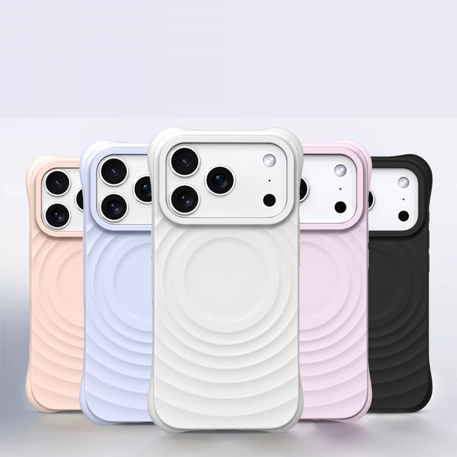 Water Wavy Pattern Silicone Magnetic Phone case for iphone 17 Pro Max 16 with Corner Bumper