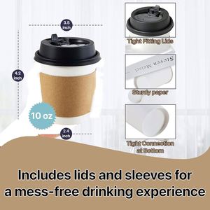 Gobelet en papier biodégradable de 12 oz avec couvercle, personnalisable, blanc, pour café, disponible en 8 oz, 10 oz, 12 oz, 16 oz, pour boissons - Product Image 2