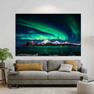 Northern Lights Canvas Art: Night Sky Stained Glass Print,<b>WRAPPED</b> CANVAS - Product Image 3