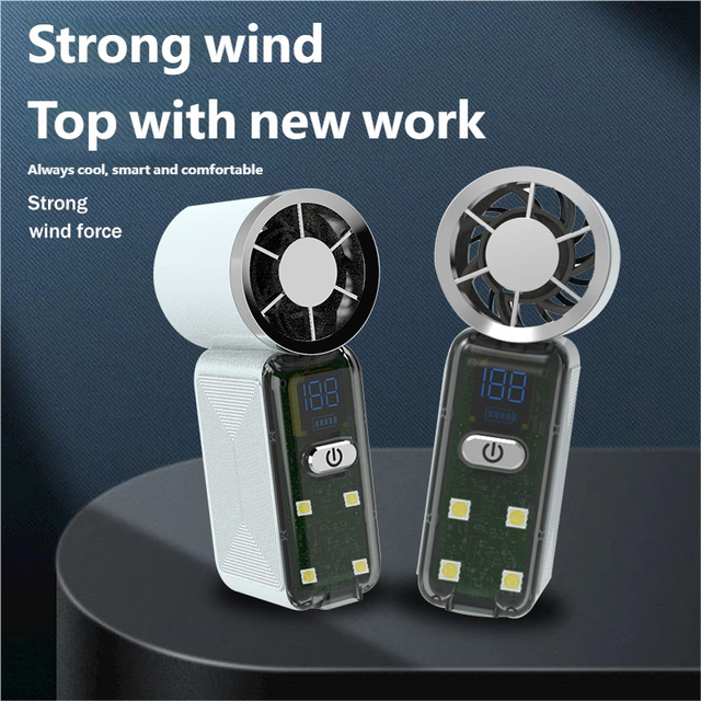 Factory Wholesale High-power 100-speed Intelligent Display Light High-performance Handheld Mini Fan