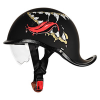 Casque de moto ouvert avec visière solaire amovible, protection d'oreille en cuir vintage, logo personnalisé, ABS, Casco Capacete Moto