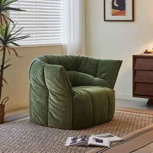 Sillón Brigandin, Sofá Individual Moderno y Minimalista, Sillón Puff de Tela, Relleno de Espuma Redonda, Sillón de Descanso para el Hogar - Product Image 2