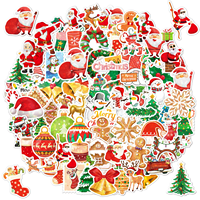 100 Pegatinas Navideñas Holográficas para Laptop, Regalo, Decoración de Dibujos Animados Lindos, Pegatinas Yingao, Pegatinas de Vinilo Impermeables con Purpurina