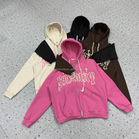 100% sudaderas con cremallera personalizadas de algodón para hombres de peso pesado de gran tamaño French Terry Unisex 3D Puff estampado Zip up Hoodie