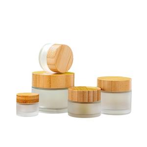 Factory Price Custom Color 5g 10g 15g 20g 30g 50g 60g 100g Face Cream <b>Glass</b> <b>Jar</b> <b>With</b> Bamboo <b>Wood</b> Grain <b>Lid</b> - Product Image 5