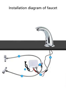 Grifos de <span class=keywords><strong>lavabo</strong></span> automáticos infrarrojos con batería, grifos de <span class=keywords><strong>lavabo</strong></span> sin contacto fríos individuales, grifos de <span class=keywords><strong>lavabo</strong></span> sin contacto de latón - Product Image 5
