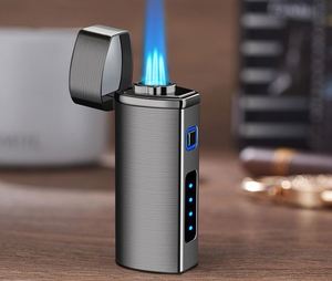 ไฟแช็คซิการ์แบบสามหัวพ่นไฟ พร้อมช่องเสียบ USB ชาร์จไฟได้ กันลม เติมบิวเทนได้ ผลิตจากโลหะผสมสังกะสี สำหรับซิการ์ รับทำโลโก้ตามสั่ง ขายส่ง - Product Image 6