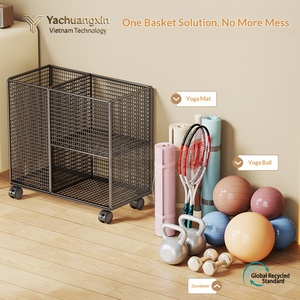 <b>Large</b>-capacity household yoga mat storage <b>basket</b> with wheels, movable storage rack for fitness equipment and sports gear - Product Image 2