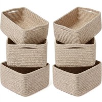 Panier de rangement rectangulaire en corde de coton tressée, petit organisateur de bureau pour tiroir de placard, articles divers et cosmétiques, vente en gros