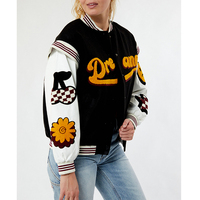 OEM Fabricant Broderie en chenille de haute qualité Manches en cuir pour collège pour femmes Bomber de baseball personnalisée Veste universitaire Letterman