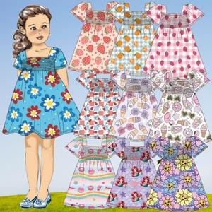 Vestido Floral de Verano para Niñas, Modelo 2026, con Mangas Abullonadas, Cuello Cuadrado, Estilo Smocked, Vestidos Fluidos para el Sol, <span class=keywords><strong>Ropa</strong></span> Casual con Estampado <span class=keywords><strong>en</strong></span> Línea A - Product Image 1