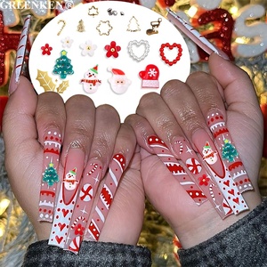 12 grilles série de noël 3D résine Nail Art Salon décorations vacances Figure cloches renne Design bricolage Nail Art breloques - Product Image 5