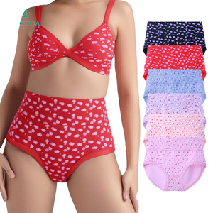 กางเกงในสตรีเอวสูงพิมพ์ลายตามสั่งขายส่ง แบรนด์ส่วนตัว ผ้าฝ้ายผสมสแปนเด็กซ์ ผู้ผลิตโดยตรงแบบ OEM - Product Image 1