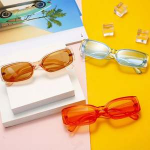 Lunettes de soleil carrées rétro couleur bonbon, tendance 2022, petites lunettes de soleil rectangulaires colorées pour femmes - Product Image 3