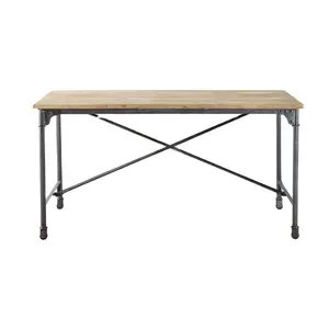 Mesa de comedor de madera Industrial altamente duradera de alta calidad con base de hierro patas plegables muebles de comedor muebles para el hogar