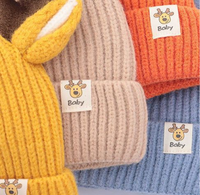 Gorro de Bebé de Algodón y Poliéster con Estampado Navideño de Dibujos Animados, Marca Runsen, Tela General para Viajes, Lindo Protector de Orejas