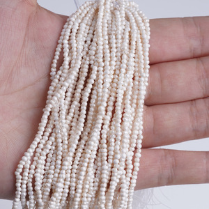 Perles d'eau douce blanches naturelles de 18 cm2-2,2 mm, fil de perles mini, bijoux DIY, produit semi-fini - Product Image 1