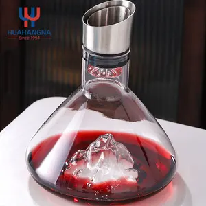 1800ml 60oz Quick Hand Made Transparent Crystal Glass Wine Decanter And Red Wine Carafe With Aerator