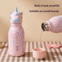 Gobelet isotherme en acier inoxydable de 15 oz avec motif d'animaux de dessin animé, tasse thermos isolée sous vide pour enfants, bouteille d'eau, gobelet isotherme