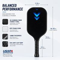 Raquette de paddle de 12 mm avec noyau thermoformé, surface de friction technique, poignée en cuir en fibre de carbone brute, légère, manche long