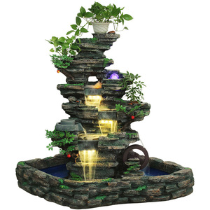 Fontaine d'eau artificielle avec rochers et lumières, pour intérieur et extérieur, décoration de jardin, sur pied, 110-230V - Product Image 5