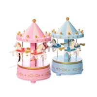 Boîte à musique carrousel de luxe, décoration de Noël pour la maison, cheval rotatif, ornement de bureau, cadeau pour les fêtes et mariages