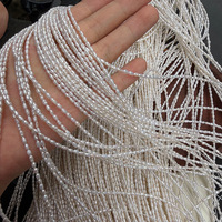 Perles d'eau douce naturelles Keshi sans noyau, irrégulières, ultra-fines, blanc froid, 2 mm, pour DIY, un fil de 38 cm, environ 100 pièces