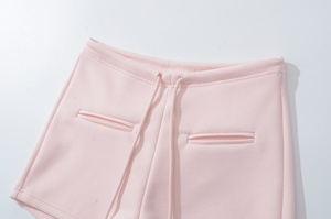 Mujeres 2025 primavera nueva moda Chic <span class=keywords><strong>pantalones</strong></span> cortos de doble párpado Vintage cintura alta elástica cordón Casual Mujer <span class=keywords><strong>pantalones</strong></span> cortos Mujer - Product Image 4