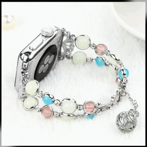 <span class=keywords><strong>Bracelet</strong></span> de montre pour femmes de luxe avec perles pour montre 38 mm/42 mm <span class=keywords><strong>Bracelet</strong></span> de montre <span class=keywords><strong>iPhone</strong></span> avec pierres précieuses et pierres - Product Image 2