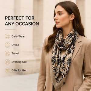 Custom Floral Gold Foil Satin Scarf 180×90cm Elegant <b>Silk</b>-Feel Printed Flower Pattern Shawl OEM Manufacturer for Women Fashion - Product Image 5