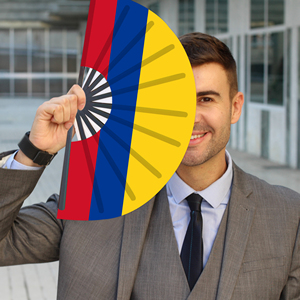 Abanicos Plegables de Bambú con la Bandera de Colombia al por Mayor, Abanico de Mano para Carnaval, Boda, Festival, Fiesta, Agencia de Viajes - Product Image 3