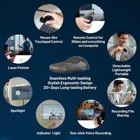 Cheerdots 2 BT Detachable Air Mouse AI dengan Perekam Suara, Remote Presenter Nirkabel dengan Laser Pointer