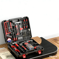 Ensemble d'outils électriques domestiques, perceuse à batterie Li-ion 21V, perceuse à main rechargeable, tournevis électrique multifonction, boîte de rangement en plastique 1