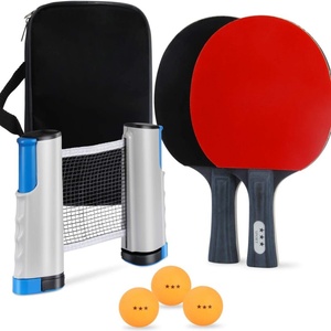 Meilleur prix, ensemble de raquettes de tennis de table professionnelles portables, <span class=keywords><strong>2</strong></span> raquettes en bois pur à 7 plis, <span class=keywords><strong>3</strong></span> balles avec filet, pointe légère, manche lourd - Product Image 3