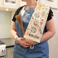 Essuie-tout de cuisine 100 % coton imprimé motifs Mahjong, serviette à thé amusante sur le thème des jeux avec boucle de suspension, idéal pour les soirées jeux ou comme cadeau pour hôtesse