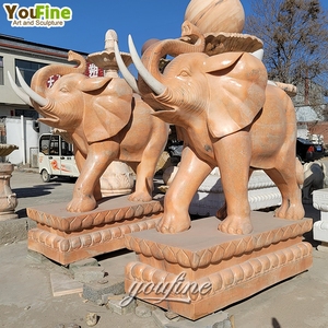 Estatua de elefante de mármol rosa para exteriores, decoración moderna para jardín, tallado, buen precio - Product Image 1
