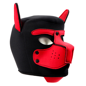 SM Restrian Dog Head Hood CBondage Leather Full Head Face Blinder Role Play Puppy Headgear MUQU MZ-005 Multi-Color - Product Image 4