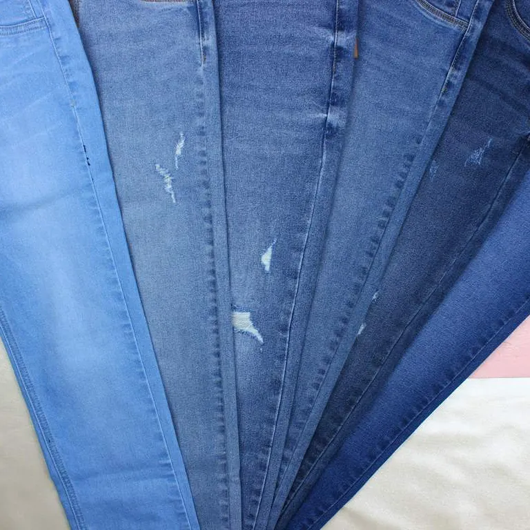 Tissu denim extensible en coton, Polyester, Spandex, pour femmes, Jeans, vente en gros, 9oz